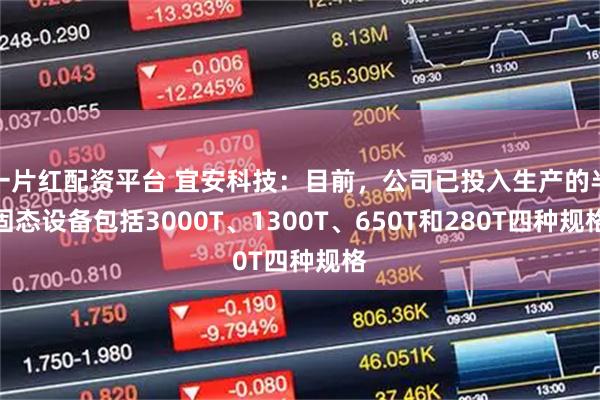 一片红配资平台 宜安科技：目前，公司已投入生产的半固态设备包括3000T、1300T、650T和280T四种规格
