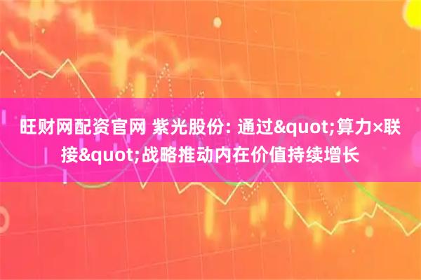 旺财网配资官网 紫光股份: 通过"算力×联接"战略推动内在价值持续增长
